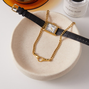 Collier À Maillons Pour Femme, 1 Pièce, Série Luxueuse, En Acier Inoxydable, Étanche, Couleur Or, Avec Zircon. h5 Image5