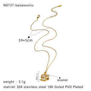 Collier Pendentif Animal En Acier Inoxydable Émaillé Étanche (1 Pièce) h5 Image2