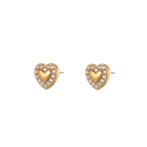 1 Paire De Boucles D'Oreilles Puces Pour Femme, En Acier Inoxydable, Imperméables, En Forme De Cœur. h5 Image5