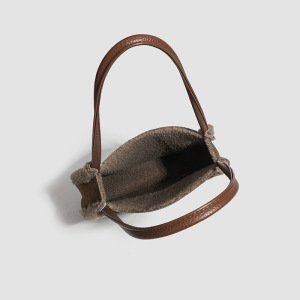 Sac Fourre-Tout Pour Femme, Simple Et Décontracté, De Couleur Unie Et En Fourrure (1 Pièce) h5 Image4