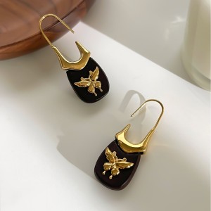 1 Paire De Boucles D'Oreilles Pendantes En Bois Avec Nœud Papillon h5 Image5