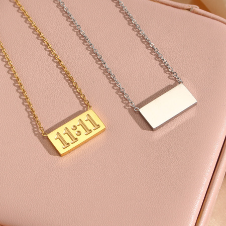 Collier pendentif femme décontracté numéro 11:11 en acier inoxydable étanche (1 pièce) 2