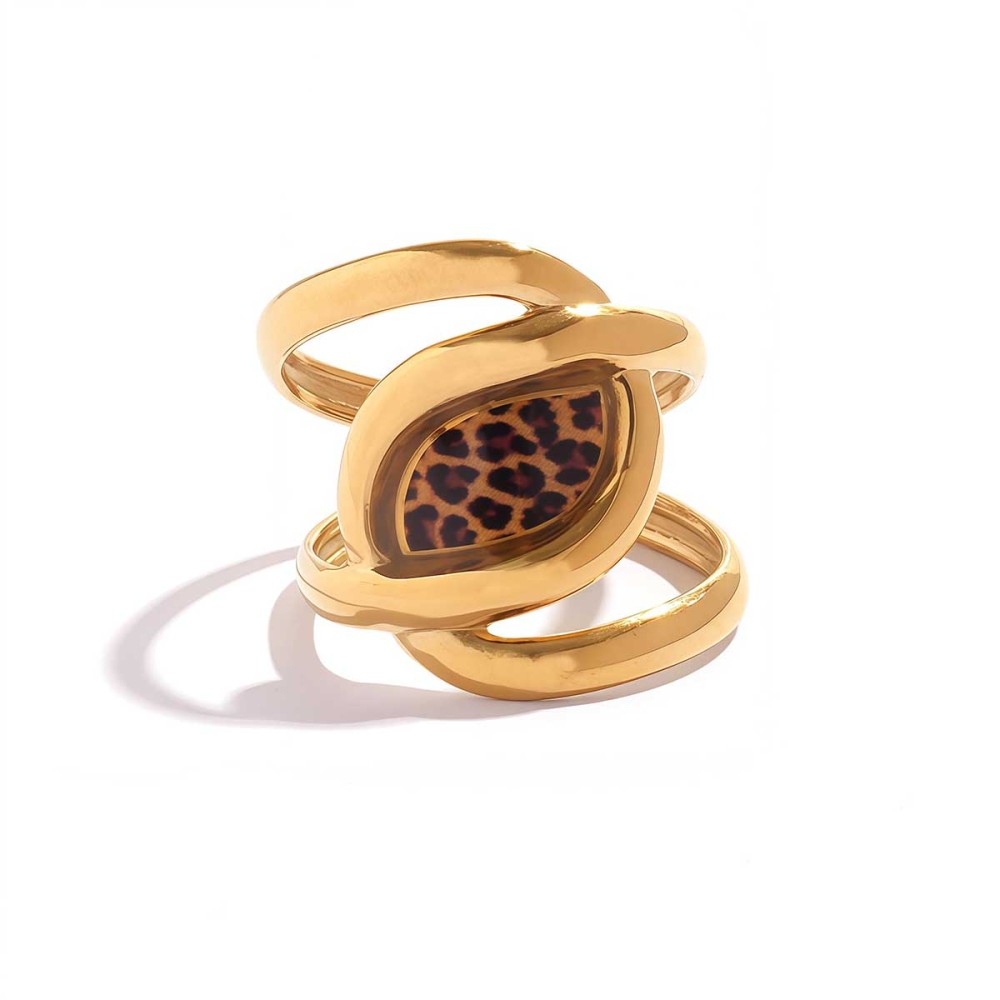 Bague Femme Rétro De Forme Irrégulière En Acier Inoxydable Étanche Couleur Or (1 Pièce)