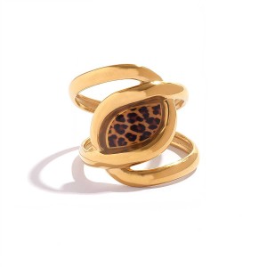 Bague Femme Rétro De Forme Irrégulière En Acier Inoxydable Étanche Couleur Or (1 Pièce) h5