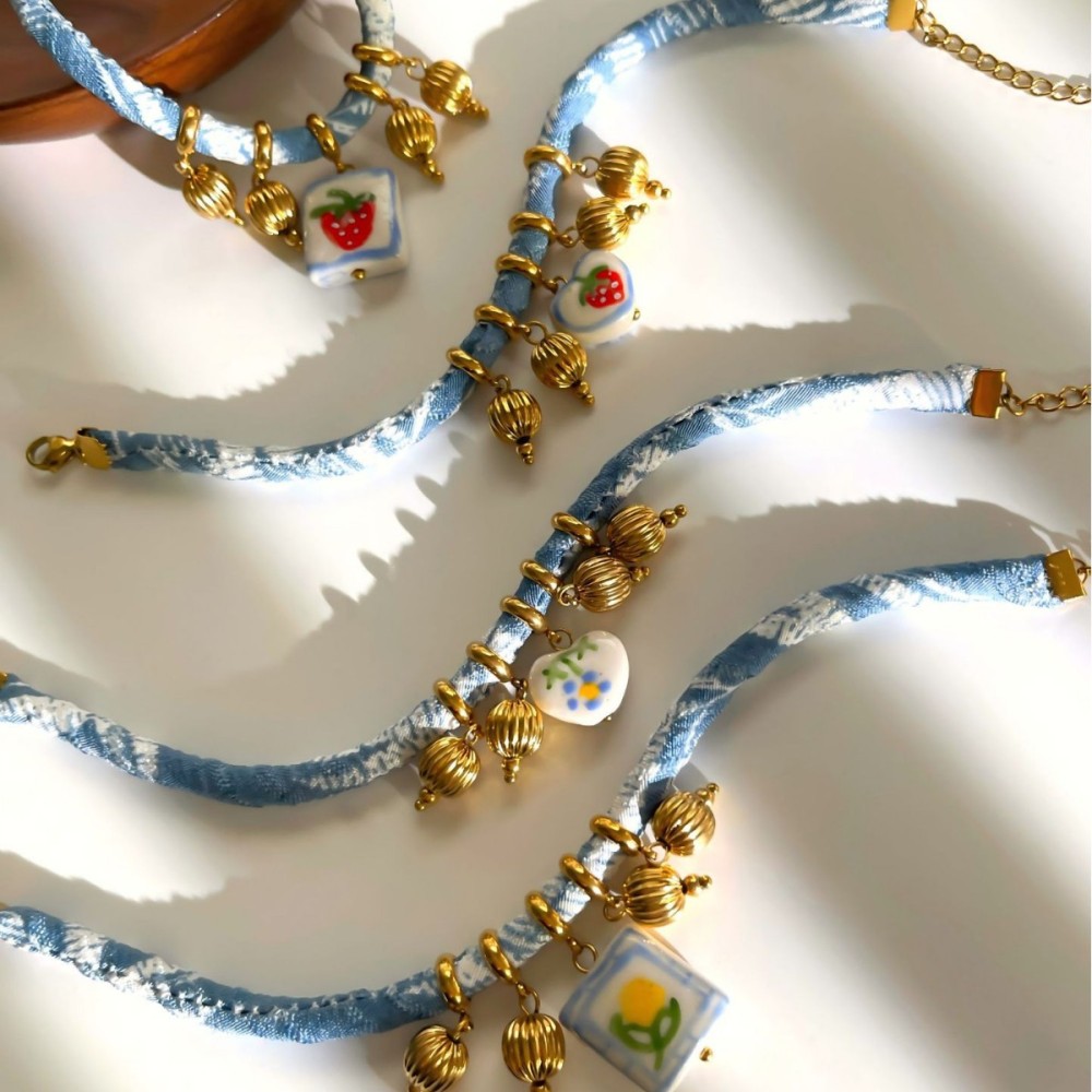 Bracelet Tressé En Céramique Étanche En Acier Inoxydable Style Ins (1 Pièce) Image5