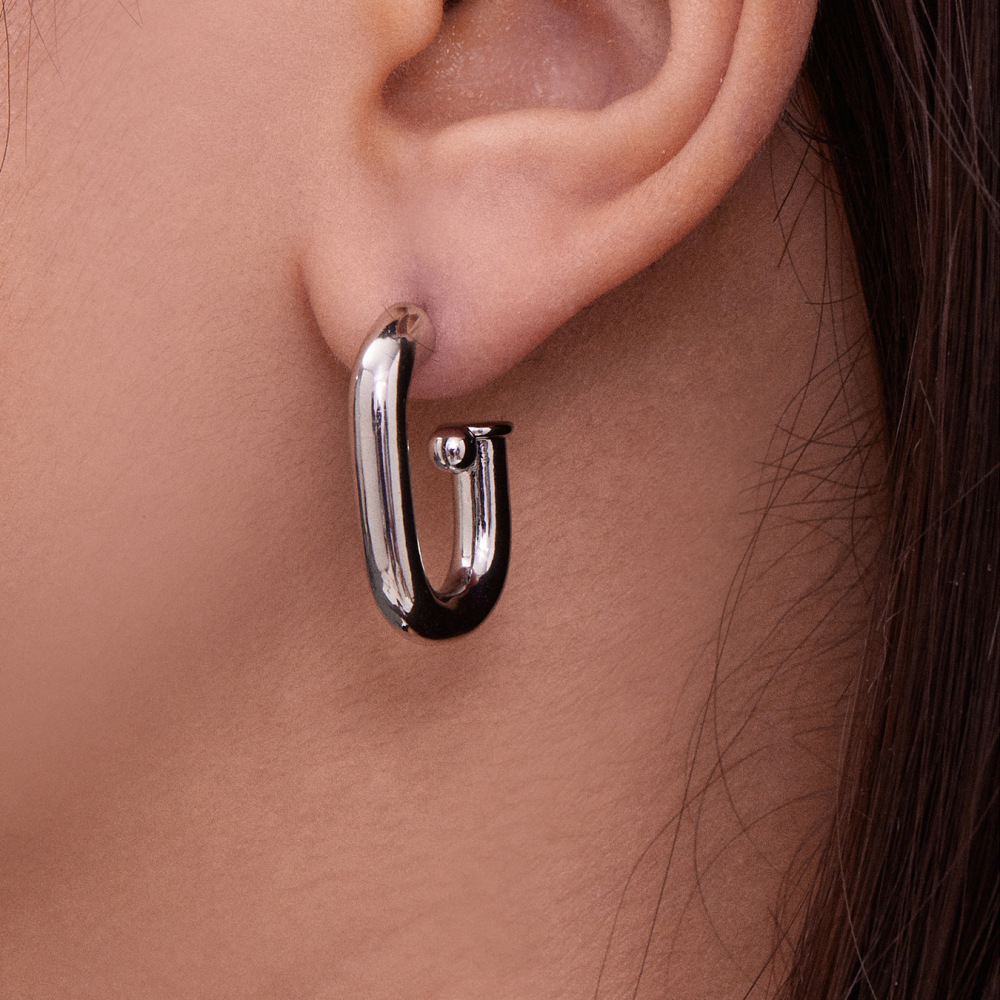 1 Paire De Boucles D'Oreilles Créoles Minimalistes Annulaires En Acier Inoxydable Étanche Couleur Or Pour Femme Image5