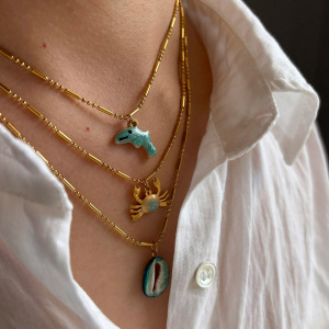 Collier Pendentif Animal Marin En Acier Inoxydable Émaillé Étanche (1 Pièce) h5 Image3