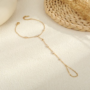 Bracelet À Maillons Pour Femme, Motif Cœur De Vacances, En Acier Inoxydable, Étanche, Couleur Or (1 Pièce). h5 Image4