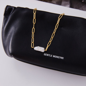 Collier Élégant Pour Femme, En Acier Inoxydable, Couleur Or, Avec Perle Et Étanchéité (1 Pièce) h5 Image5