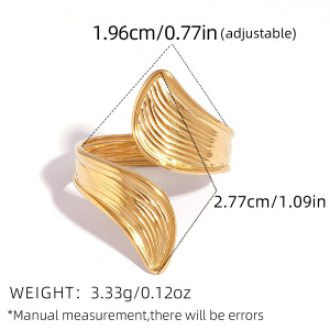 Bague Femme Simple, Forme Irrégulière, Acier Inoxydable, Couleur Or, Étanche h5 Image2