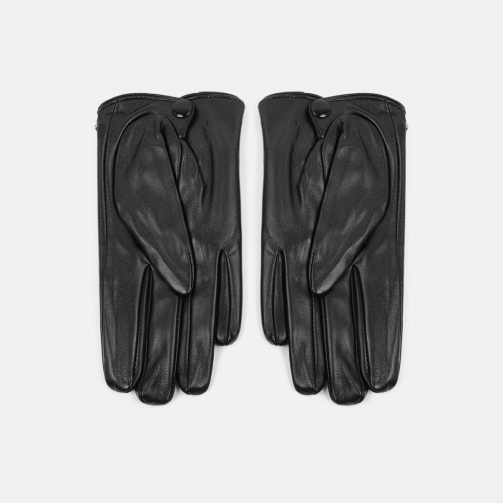 1 Paire De Gants Pour Femmes En Pu À Chaînette De Style Punk Et De Couleur Unie Image3