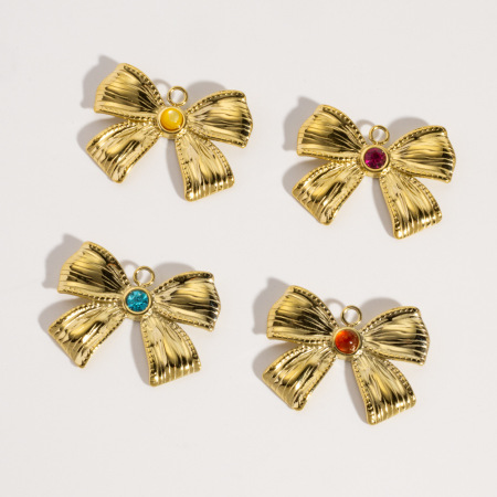Pendentif femme simple à faire soi-même, en acier inoxydable étanche, avec nœud papillon.