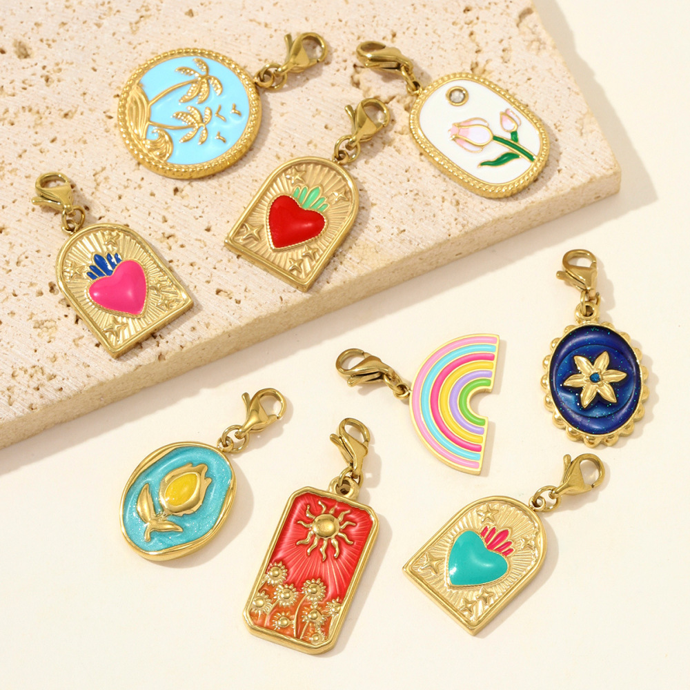 Pendentifs Géométriques À Faire Soi-Même En Acier Titane, Fermoir Mousqueton, Couleur Or, Pour Femmes h5Image6