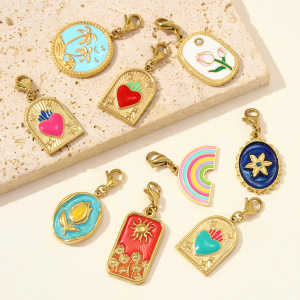Pendentifs Géométriques À Faire Soi-Même En Acier Titane, Fermoir Mousqueton, Couleur Or, Pour Femmes h5 Image6