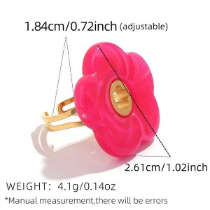 Bague Tendance En Acier Inoxydable Doré, Ornée D'Une Fleur Acrylique Colorée (1 Pièce). h5 Image2
