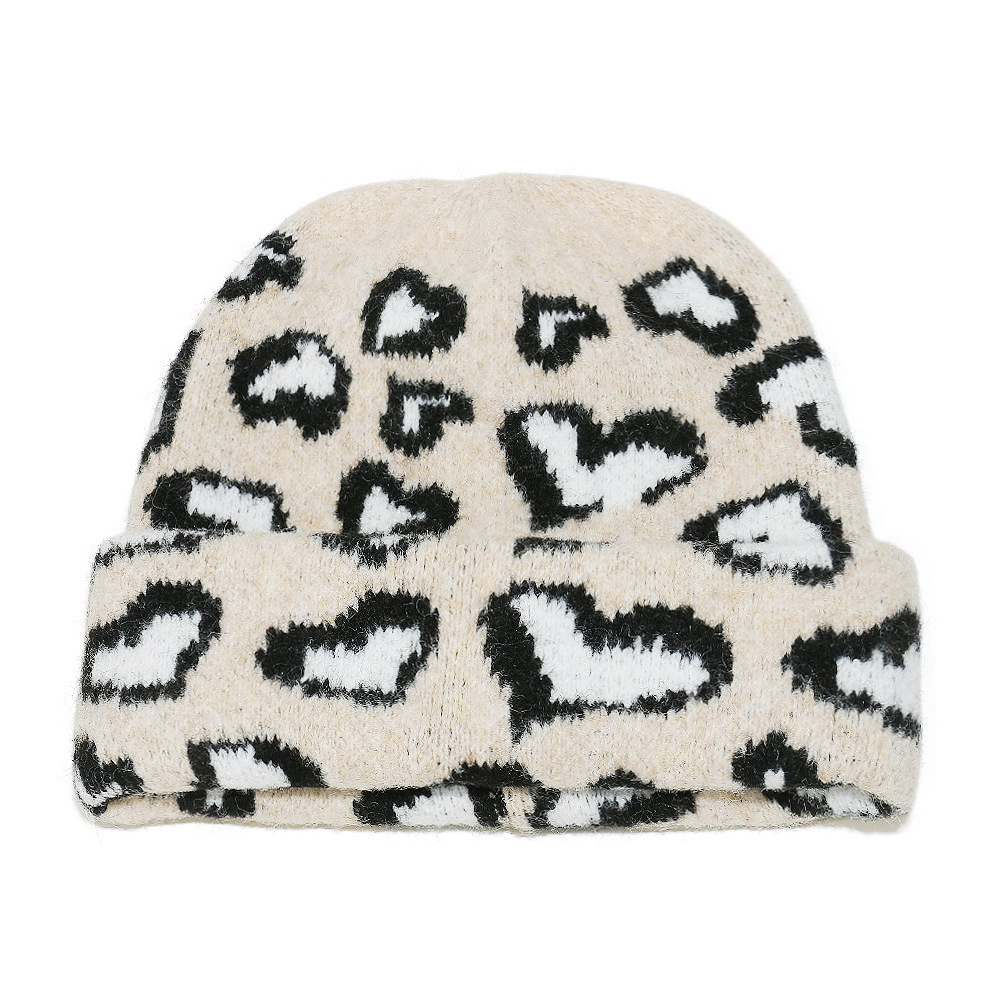 Bonnet Tricoté Rétro Imprimé Léopard (1 Pièce)