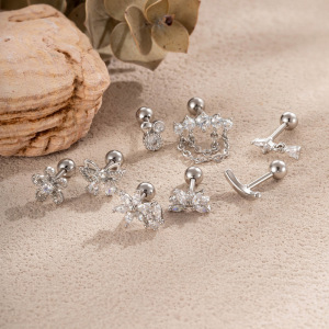 Boucles D'Oreilles Pendantes Papillon Brillantes En Cuivre Et Zircon Pour Femme (1 Pièce) h5 Image5