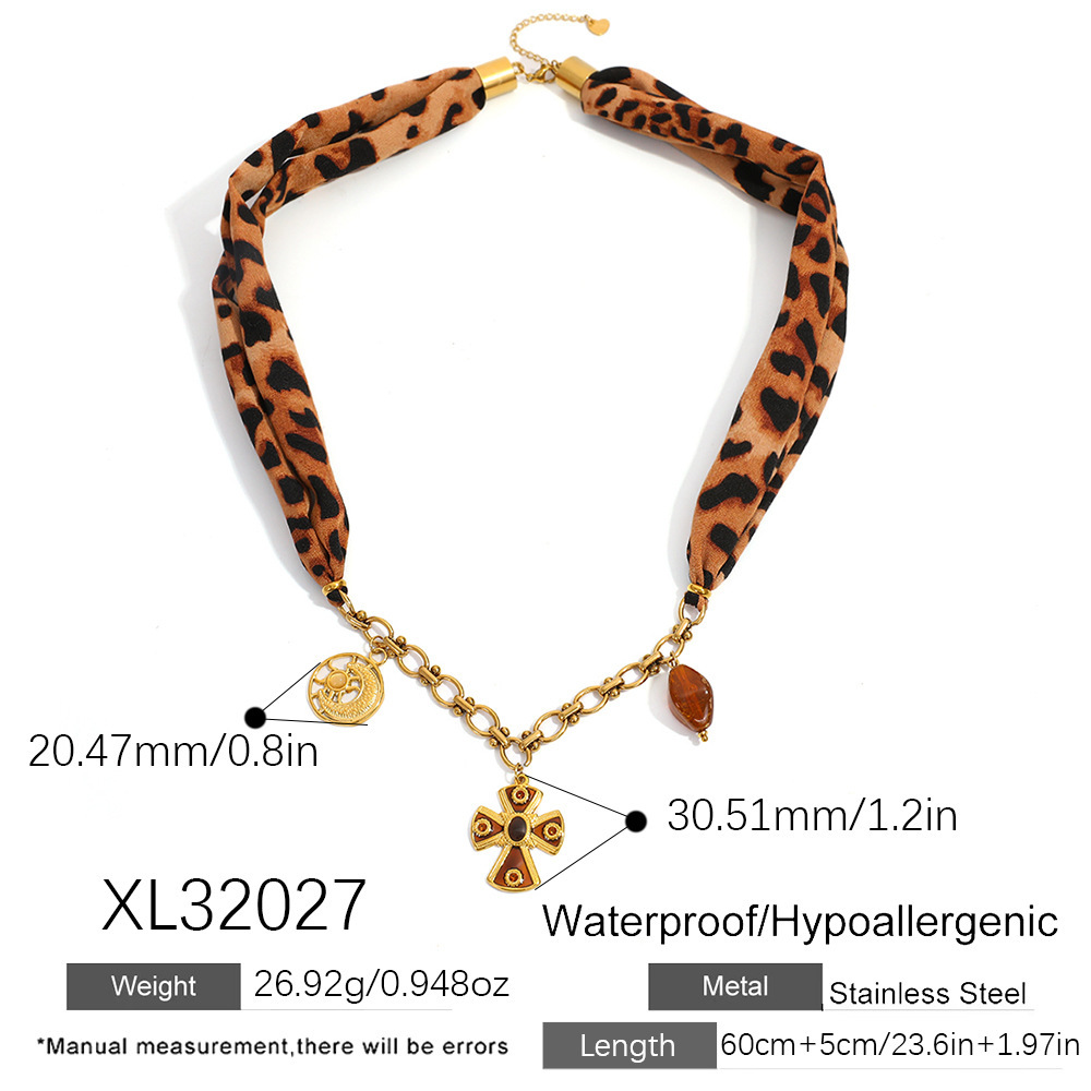 Collier Pendentif Femme Croix Lune Quotidienne En Acier Inoxydable Étanche (1 Pièce) 