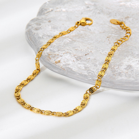 Ensemble de bijoux pour femme : 1 chaîne simple pour tous les jours, en acier inoxydable étanche couleur or. 2