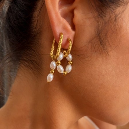 Boucles d'oreilles à perles couleur or (1 paire)