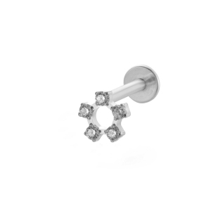Boucles D'Oreilles Piercing Femme En Alliage De Titane, Couleur Or, Zircon (1 Pièce). h5 
