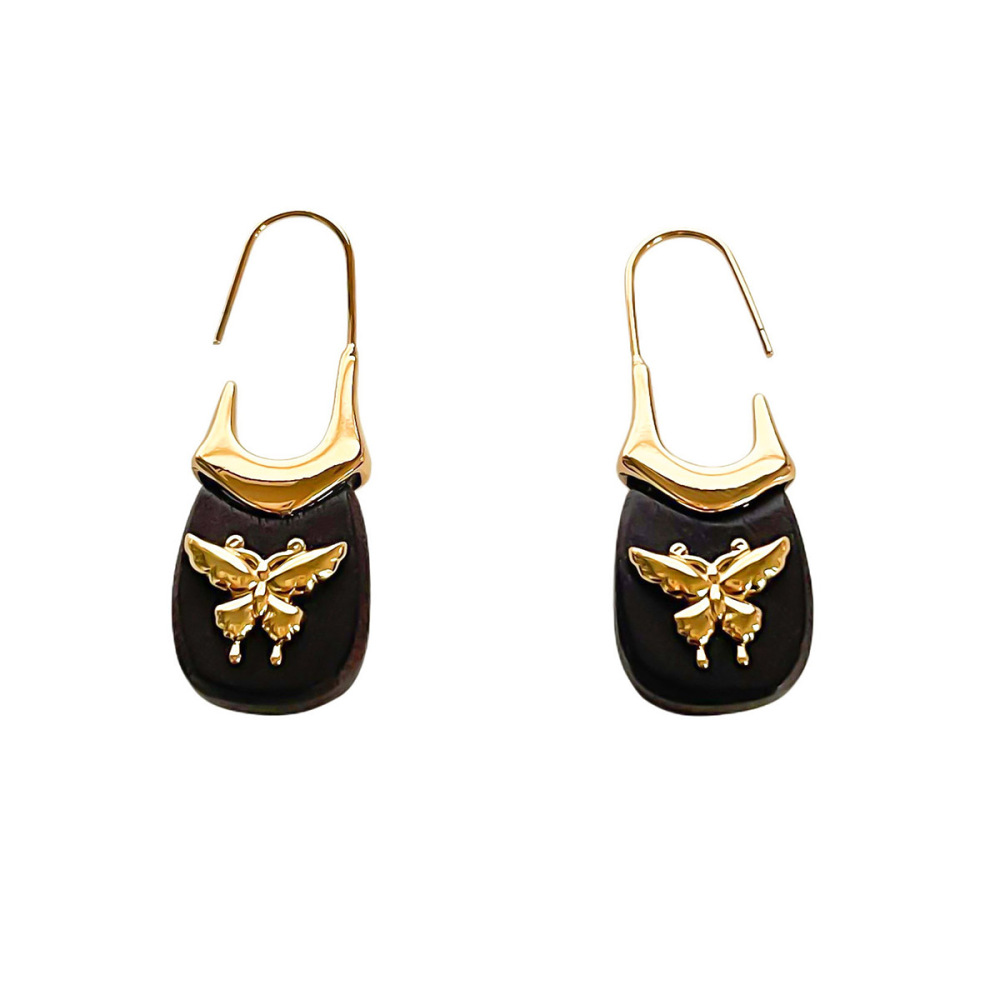 1 Paire De Boucles D'Oreilles Pendantes En Bois Avec Nœud Papillon 