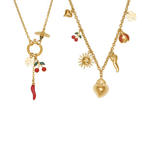 Collier Pendentif Femme Luxueux Cherry&Chili En Acier Inoxydable Étanche Couleur Or (1 Pièce) h5 Image5