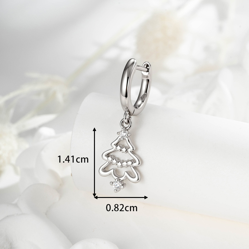 Boucles D'Oreilles Pendantes Pour Femme, Ornées De Zircon Et De Cuivre, Pour Noël Et L'Hiver (1 Pièce). Image2