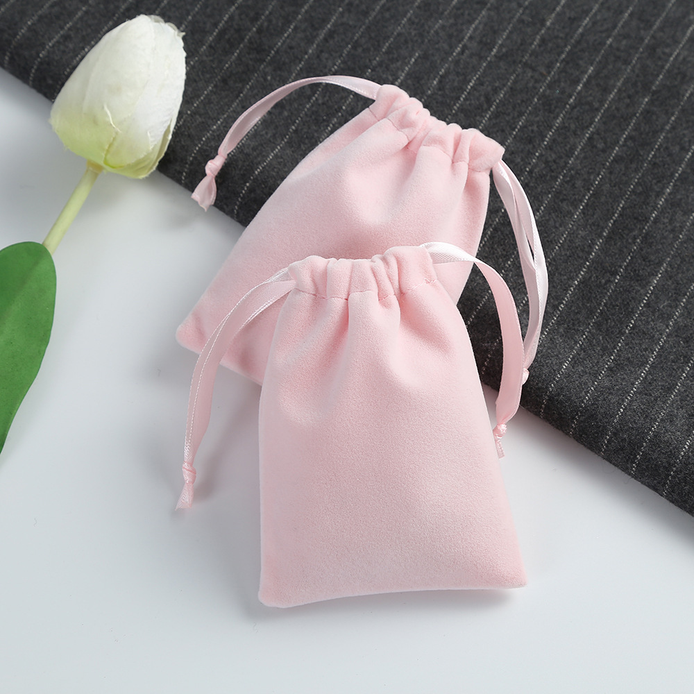 Pochette À Bijoux En Flanelle Rose À Cordon (1 Pièce) h5Image3