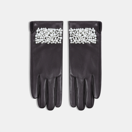 1 paire de gants élégants unis à perles pour femmes