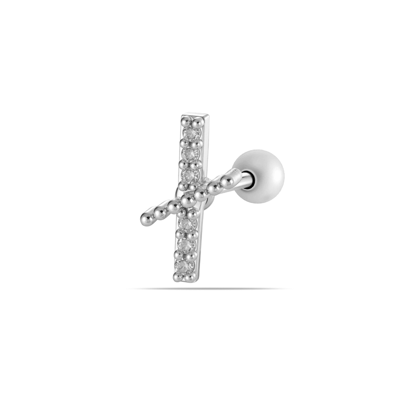 Boucles D'Oreilles Piercing Femme Élégantes En Forme De Lettre, Couleur Cuivre Doré, Zircon. 