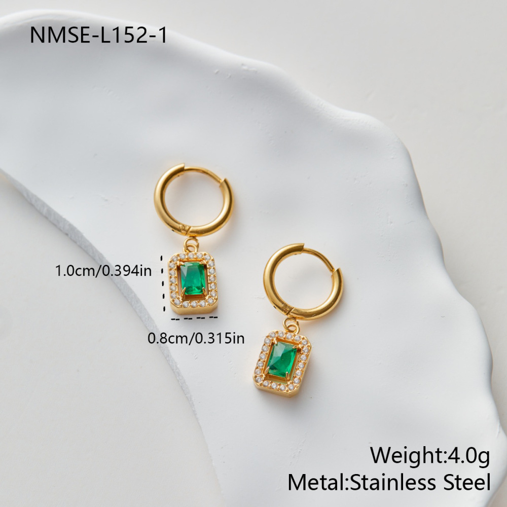 Boucles D'Oreilles Pendantes Rectangulaires En Acier Inoxydable Imperméable, Couleur Assortie, Pour Femme (1 Pièce).