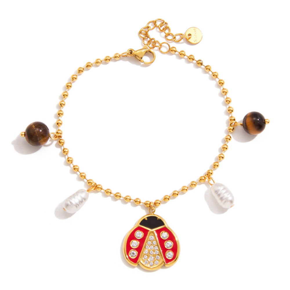 Ensembles De Bijoux Pour Femmes Vivid Beetle En Acier Inoxydable Étanche Couleur Or