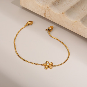 Ensemble De Bijoux Pour Femme Daily Flower En Acier Inoxydable Étanche Couleur Or (1 Pièce) h5 Image4