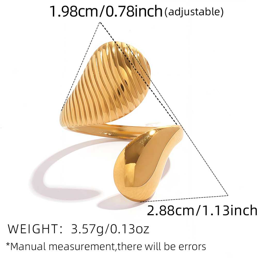 Bague Femme Tendance, 1 Pièce, Lignes Simples Et Irrégulières, En Acier Inoxydable Étanche Couleur Or Image2