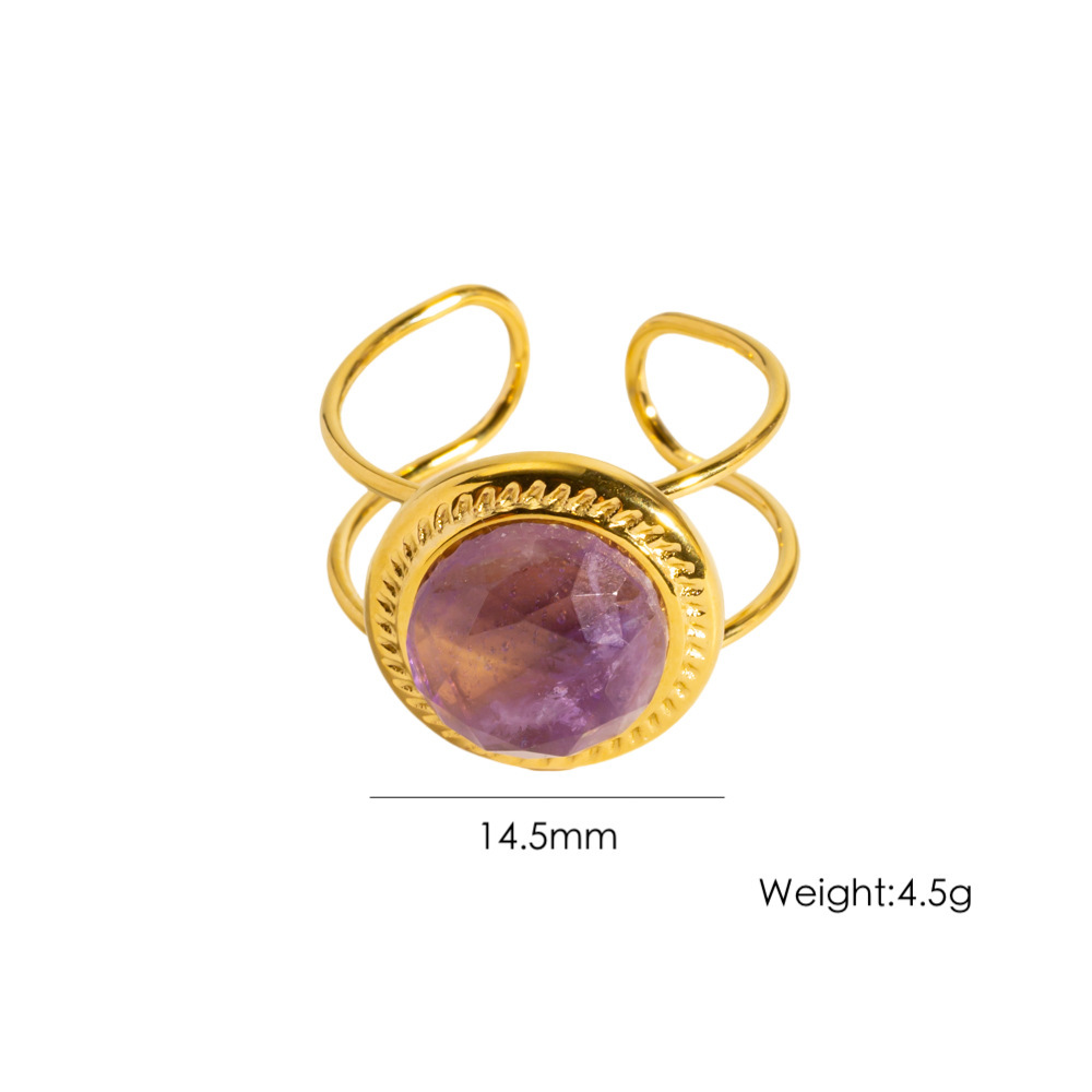 Bague Pour Femme En Acier Inoxydable Étanche, Forme Irrégulière, Style Vintage Élégant, Ornée De Pierres Précieuses (1 Pièce). 
