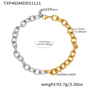 Collier À Maillons Épais Modernes En Acier Titane Couleur Or Pour Femme (1 Pièce) h5