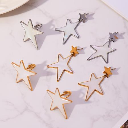 Boucles d'oreilles pendantes pour femme, en acier inoxydable doré, imperméables, en forme d'étoile irrégulière (1 paire).