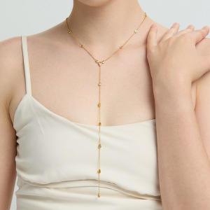Collier Pendentif Élégant En Forme De Y, En Acier Inoxydable Étanche, Couleur Or, Avec Zircon. h5 Image3