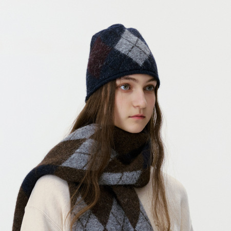 1 bonnet classique en laine à motif losanges pour femme 2