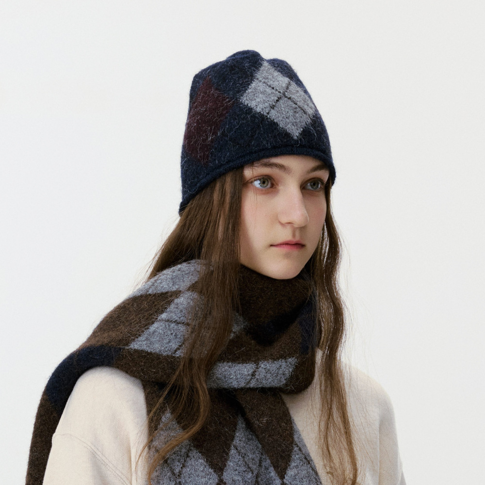 1 Bonnet Classique En Laine À Motif Losanges Pour Femme h5Image2