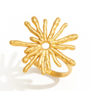 Bague Tendance En Acier Inoxydable Doré, Couleur Or, 1 Pièce h5