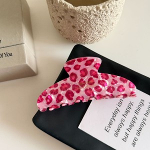 1 Pince À Cheveux Pour Femme En Pvc À Imprimé Léopard Rose Tendre h5