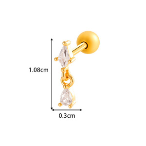 Boucles D'Oreilles Pendantes Papillon Brillantes En Cuivre Et Zircon Pour Femme (1 Pièce) h5 Image2