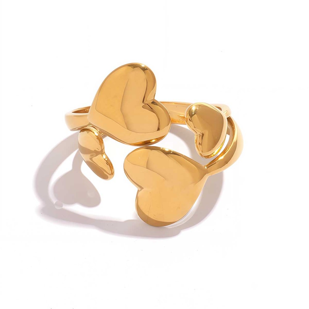 Bague Minimaliste En Forme De Cœur, Design Épuré, En Acier Inoxydable, Couleur Or, Étanche.