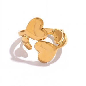 Bague Minimaliste En Forme De Cœur, Design Épuré, En Acier Inoxydable, Couleur Or, Étanche. h5