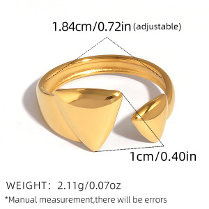 Bague Femme Simple, Forme Irrégulière, Acier Inoxydable, Couleur Or, Étanche h5 Image2