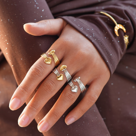 Bague simple en forme de cœur, en acier inoxydable étanche, couleur or, pour femme.