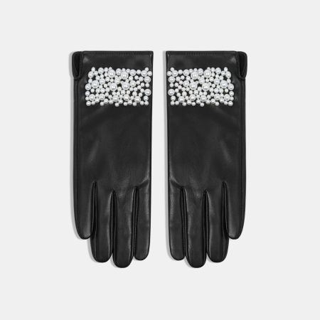 1 paire de gants élégants unis à perles pour femmes 2