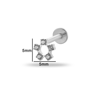 Boucles D'Oreilles Piercing Femme En Alliage De Titane, Couleur Or, Zircon (1 Pièce). h5 Image2